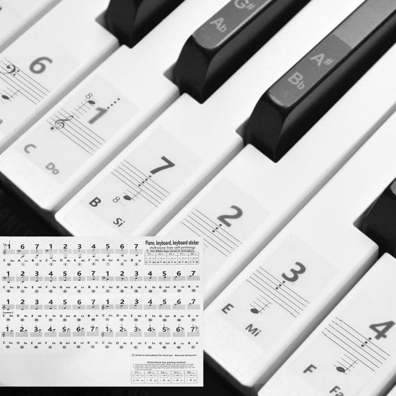 Uxcell Piano Key Stickers for 88/61/54 Keys, Numbers Keyboard Sticker Piano Notes Guide Removable, Black
