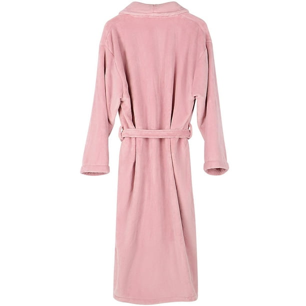 Women Fleece Bathrobe - Shawl Collar Soft Warm Plush Robe Spa Robe