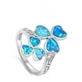 thumbnail image 4 of Heart Flower Blue Simulated Opal Greek Key Ring .925 Sterling Silver Band CZ Female Size 7, 4 of 4