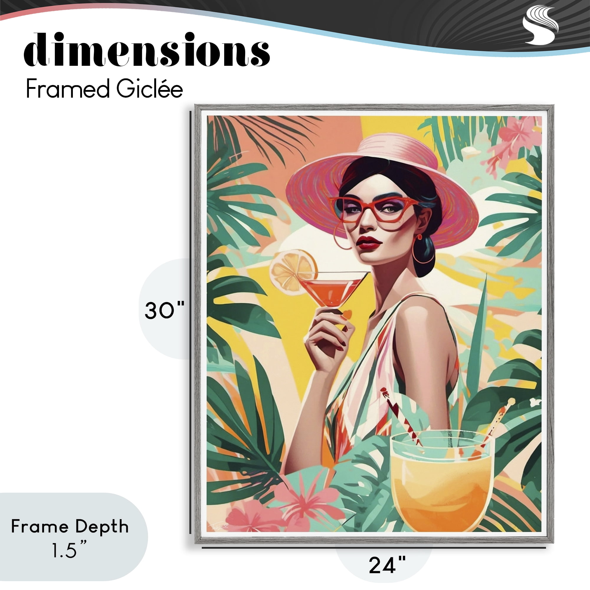 Stupell Industries Exotic Summer Cocktail Gray Framed Giclee Art, design by Tabz Jones