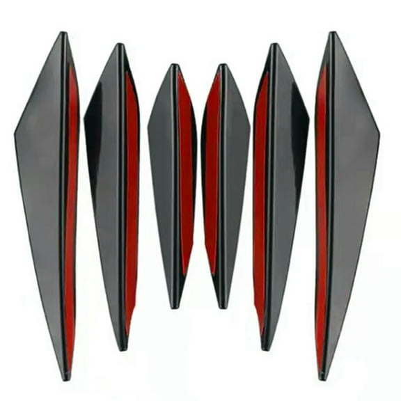 unbranded  6 Pcs Bumper Lip Splitter Fins License Plate Car Anti Collision Strip Black