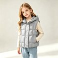 thumbnail image 4 of LOINRODI Girls Puffer Vest, Quilted Snap Button Sleeveless Hooded Warm Padded Outerwear for Cold Weather Gray Size 9-10, 4 of 9
