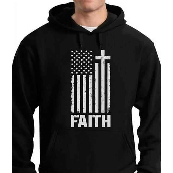 Tstars USA American Flag Sweater Cross Faith Hoodie Patriotic Sweatshirts for Men