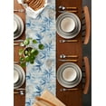 thumbnail image 2 of Blue Botanical Table Runner Cotton Linen 90 Inch Holiday Dresser Scarves, Modernism Watercolor Leaves Art Tablerunner for Kitchen Coffee Dining Bedroom Home Living Room Dinner Scarf Décor 13''x90'', 2 of 9