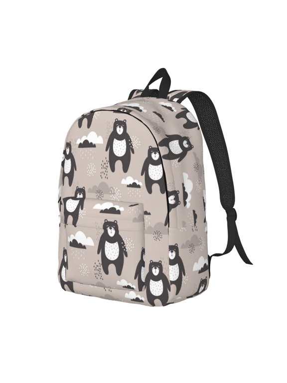 Xecao Cartoon Bear Brown Canvas College Laptop Backpack, a durable rucksack designed for both men and women, ideal for travel, school, and daily use-