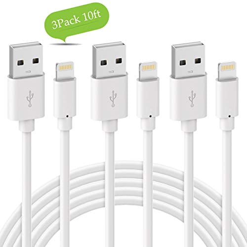 Iphone Charger Cable Novtech 3pack 10ft Lightning Cable Mfi Certified Fast Charging Cable Compatible With Iphone Ipad Ipod White Walmart Com Walmart Com