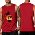 thumbnail image 2 of Yifymode Hawaiian Mens Sleeveless Tank Tops Graphic Palm Tree Casual Shirt Summer Beach Gym Muscle Workout Tops,Red XL, 2 of 4