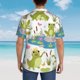 thumbnail image 4 of Balery Cartoon Frogs Camisas hawaianas de manga corta para hombre, camisas playeras de corte holgado, camisas de vacaciones con botones,Large, 4 of 7