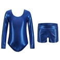 thumbnail image 5 of SILVERCELL Toddler Tight Jumpsuit Gymnastics Leotards for Girls Blue Dancewear with Matching Shorts Headband Sets, 5 of 7
