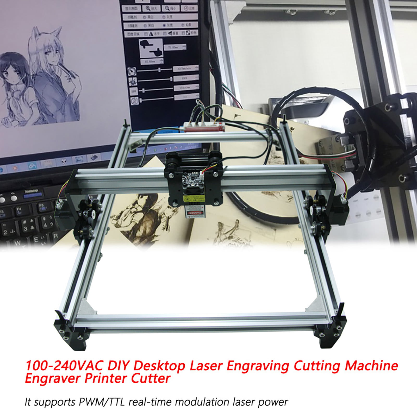 100-240V DIY Desktop Laser Engraving Cutting Machine Engraver Printer Cutter New 
