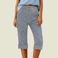 thumbnail image 4 of Women Capri Pants 2026 Summer Trendy Linen Cropped Trouser with Pockets Beach Casual Cruise Fashion Capris Clothes Silver XL, 4 of 6
