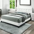 thumbnail image 6 of Twin Leatherette Bed with Checkered Tufted Headboard, White- Saltoro Sherpi, 6 of 6