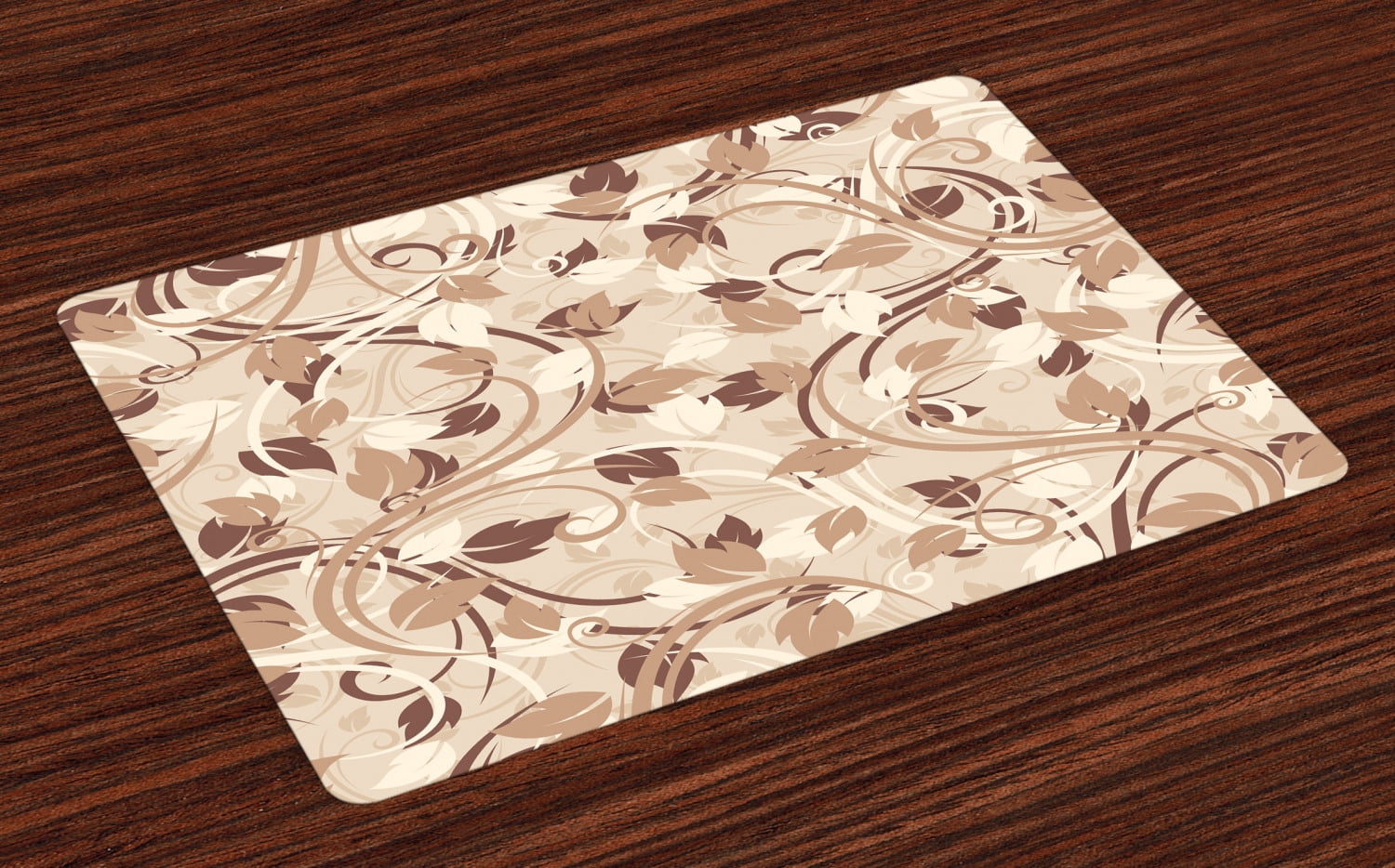 Ivory Placemats Set of 4 Autumn Leaves in Faded Earthen Tones Fall