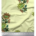 thumbnail image 1 of Soimoi Poly Georgette Fabric Leaves & Floral Block Print Fabric by Yard 42 Inch Wide, 1 of 3