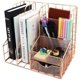 thumbnail image 1 of Organizador de escritorio elegante en oro rosa para oficina, hogar y escuela con soporte para bolígrafos, lápices y papel, 1 of 8