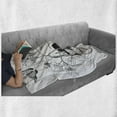 thumbnail image 6 of Day of the Dead Soft Flannel Fleece Blanket, Skull with Flower Blooms and Butterflies Vintage Gothic Design Print, Cozy Plush for Indoor and Outdoor Use, 60" x 80", Black and White, by Ambesonne, 6 of 6