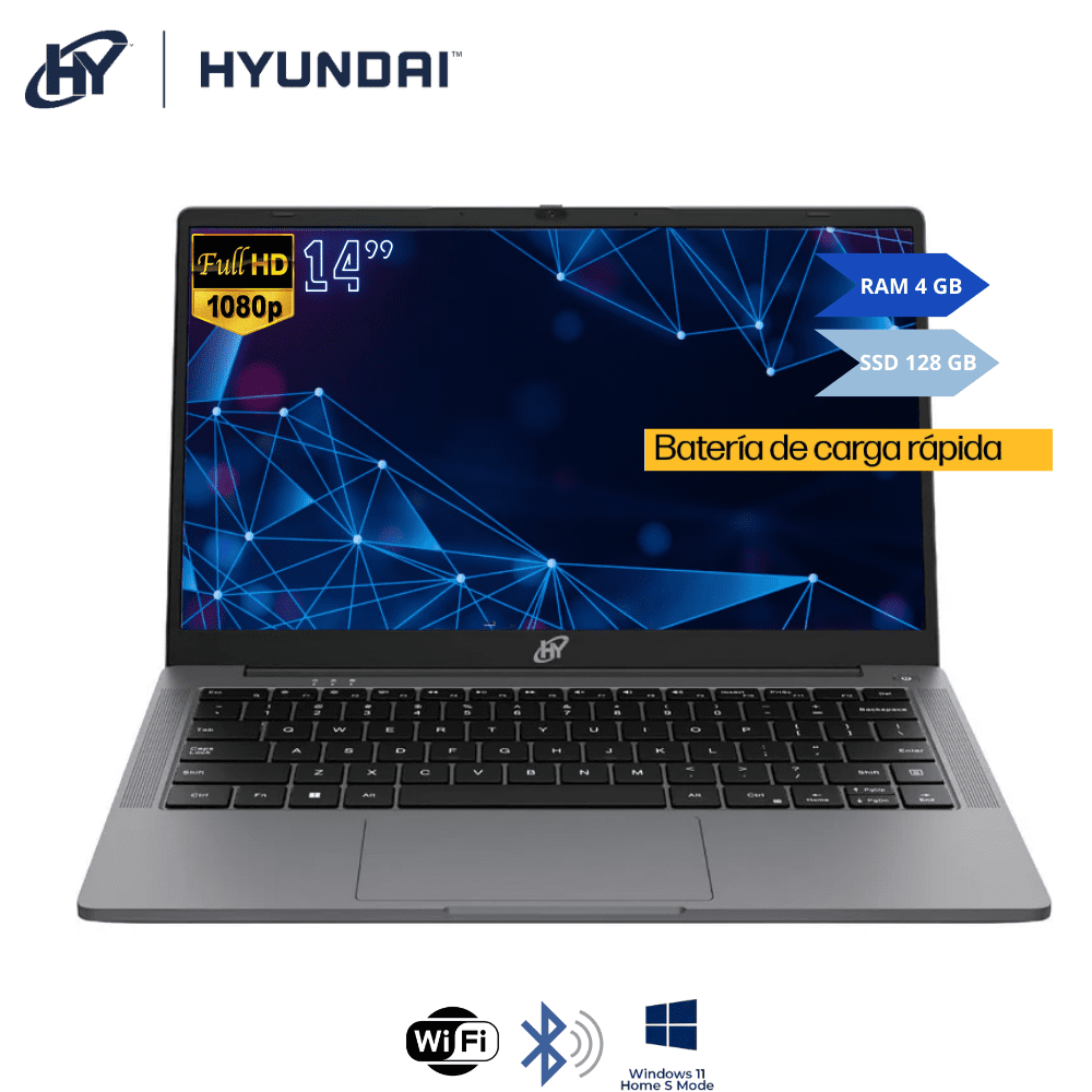 LAPTOP HYUNDAI HYBOOK HT14CCIC46SG, PANTALLA 14 Pulgadas, Intel CeleronN4020 4GBDDR4/128GB eMMC, TECLADO ESPAÑOL WINDOWS 11 HOME