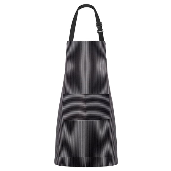 Syntus Unisex Kitchen Apron with Pockets, Adjustable, Stain-Resistant, 1-Pack Bib Apron, Black & White Stripe