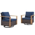 thumbnail image 2 of Unnifurnzi Outdoor Swivel Rocker Patio Chairs Set of 2-All Weather Wicker Swivel Patio Chairs Outdoor Chairs for Deck Porch Poolside Balcony-Brown/Blue, 2 of 7