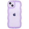 TIANLI Case for Apple iPhone 15, Cute Kawaii Curly Wave Frame Shape Soft Silicone Shockproof Protective Phone Case for iPhone 15,Clear/Pueple