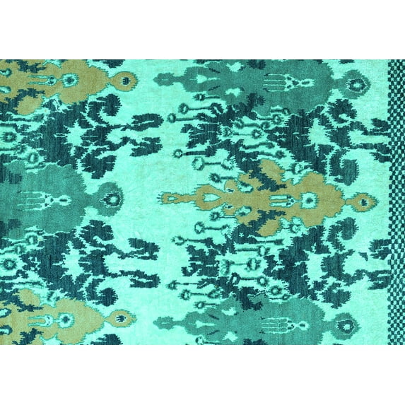 Ahgly Company Indoor Rectangle Abstract Turquoise Blue Modern Area Rugs, 5' x 7'