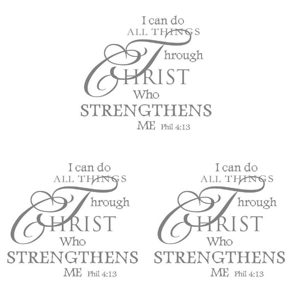 ABODELINE 3PCS Motivational Quotes Vinyl Wall Decal Stickers I Can Do All Things Through Christ Who Strengthens Me Vinyl Christian Quotes Bible Scripture Inspirational Words Wall Religious Home Décor