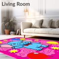 thumbnail image 2 of ODIKA 4'x6' Machine Washable Non-Slip Area Rug, Little Explorer Elephant Adventure with Playful Balloon Motifs High Traffic Rug with Pad, Pink, 726522, 2 of 8