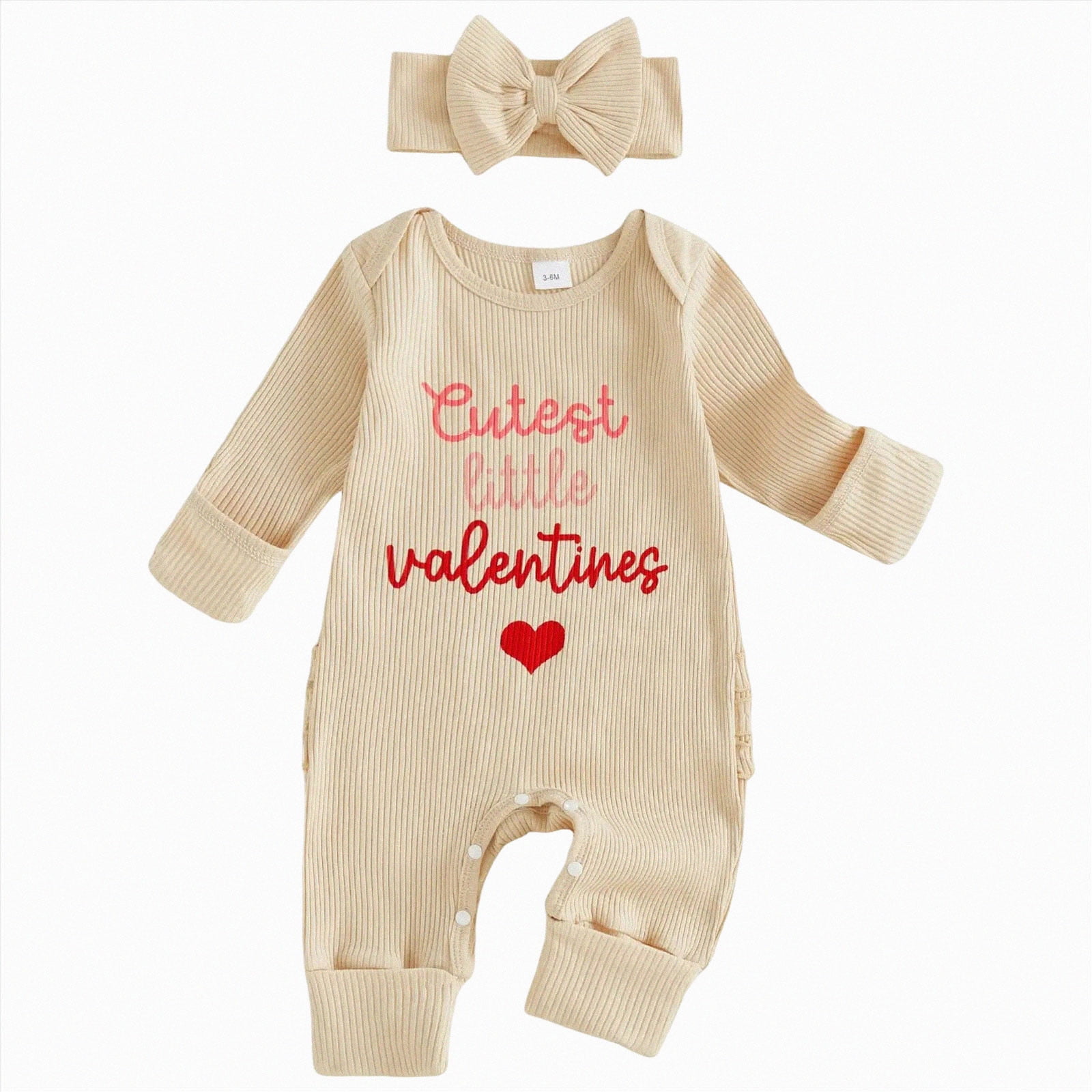 NIEWTR Toddler Baby Girls One-pack Long Sleeve Bodysuits One Piece Organic Cotton for Infant Baby Girls Fall Winter Clothes(A-Beige,3-6 Months)