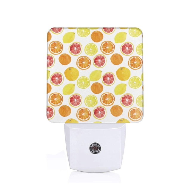 Fotbe Veilleuse Rétroéclairée à LED Motif Citron Orange avec Capteur de Mouvement & Capteur Crépuscule à l'Aube Veilleuse Écoénergétique, Veilleuse de Chambre-UK