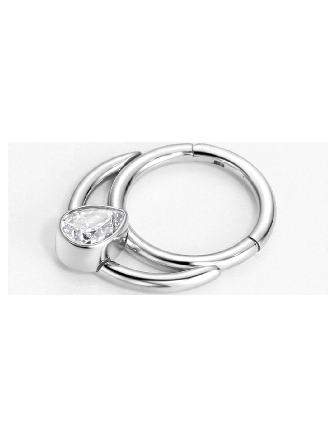 FANSING Crescent Moon Septum Jewelry 16g Septum Ring Surgical Steel Piercing Rings 16 Gauge 8mm Daith Hoop Earring with Teardrop CZ
