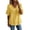 Yellow #052, variant on Womens Linen T Shirts V Neck Summer Loose Short Sleeve Casual Tees Solid Color Breathable Hippie Beach Vacation Tops, 3XL