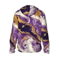 thumbnail image 3 of Uemuo Purple Gold Marble Swirls Pattern Women's Full Zip UPF 50+ Sun Protection Hoodie Jacket Long Sleeve Sun Shirt Hiking Outdoor Performance with Pockets-Small, 3 of 9