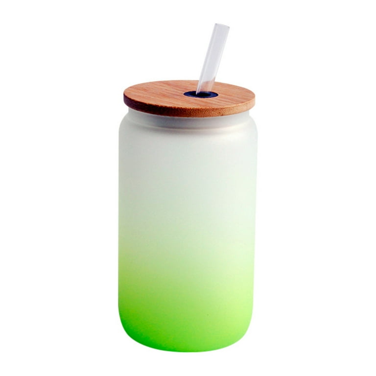 Drinking Glasses with Bamboo Lids and Glass Straw - 16oz Can