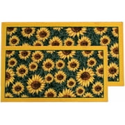 Kashi Home Kitchen Rug, Printed Area Rug, Durable Floor, Door Mat, Farmhouse Non-Slip Carpet Latex Backing Beautiful Design Sunflower 2pc Set (18X30 Rectangle & 20X40)