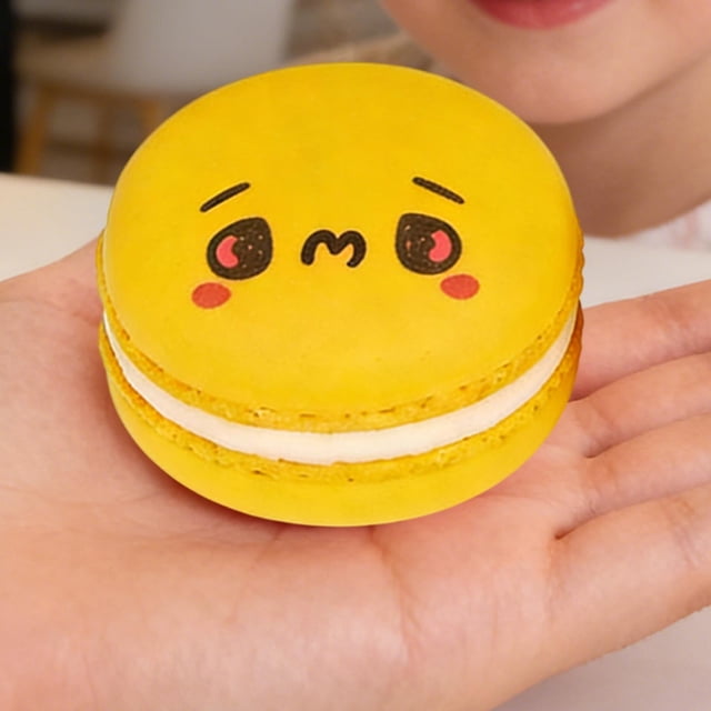 Jienlioq Squishy Macaron-Shaped Stress Relief Toy Squeezable Rubber Toy