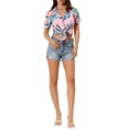 thumbnail image 3 of MODA NOVA Juniors Summer Beach Tropical Floral Button Down Hawaiian Shirts, 3 of 7