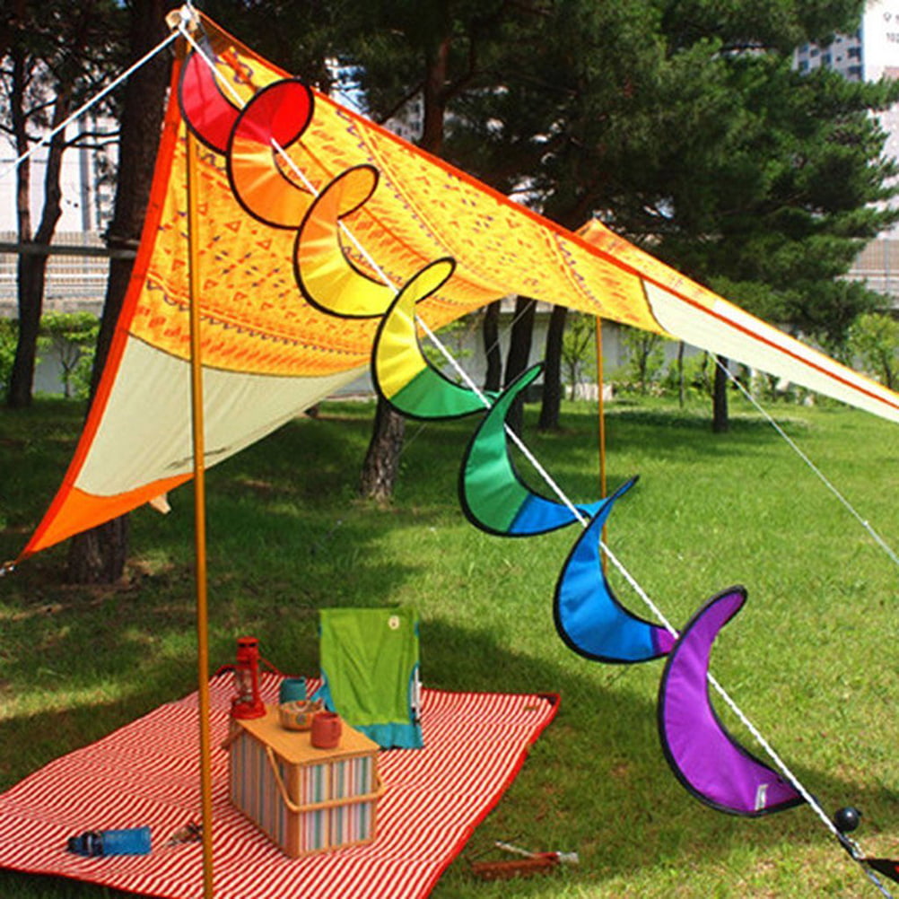 MAXMIKO Spiral Rainbow Wind Spinner Tent Garden Decoration Colorful 3PCS 