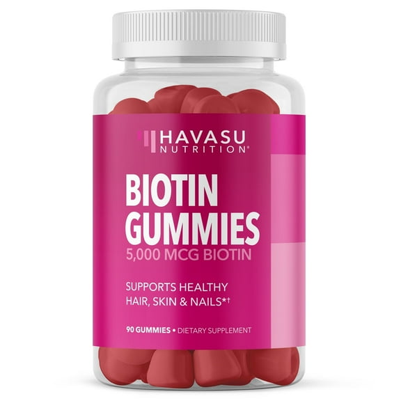 Havasu Biotin Gummies, 5000Mcg Biotin Gummies for Women, Hair, Skin & Nails Supplement, 90 Ct