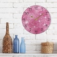 thumbnail image 3 of 10" Artistic Round Wall Decorative Desk Clock Wall Clock Home Decor Pink Glitter Background, 3 of 6
