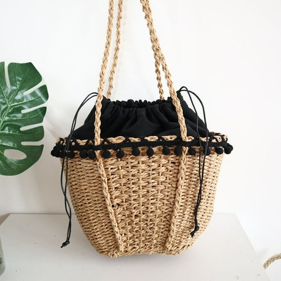 GOOHOCHY Clutch Purses for Women Casual Crochet Beach Bag 's Black