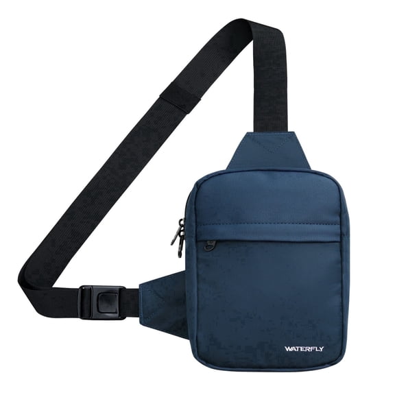 WATERFLY Unisex Small Dual Pocket Travel Hiking Nylon Cross-Body Shoulder Bag,Dark Blue