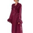 thumbnail image 2 of HBGVBA Women Satin Long Robe for Wedding Party,Satin Fabric Long Morning Gown Collar Bridesmaid Wedding Makeup Bathrobe, 2 of 4