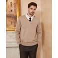 thumbnail image 3 of Kallspin Men’s Wool Blend Relaxed Fit V-Neck Long Sleeve Pullover Sweaters(Coffee, Large), 3 of 10