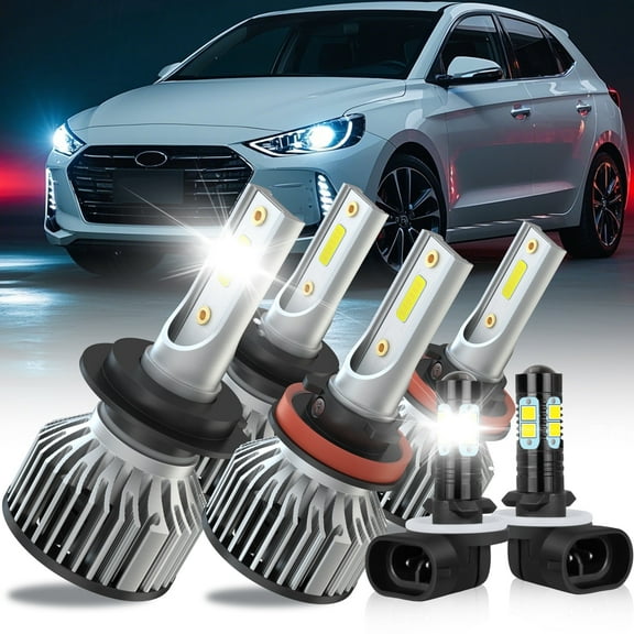 For Hyundai Elantra GT 2013-2017 - H7 H11 LED Headlight Bulbs Hi Lo Beam   881 Fog Lamp Kit