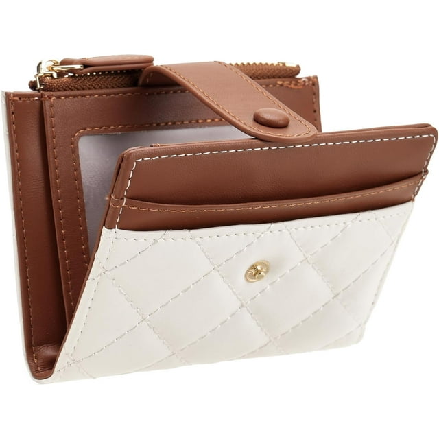 Women's Ultra Thin Bifold Leather Wallet - RFID Blocking Credit Card Case with ID Window, Zippered Coin Pocket & Mini Pouch