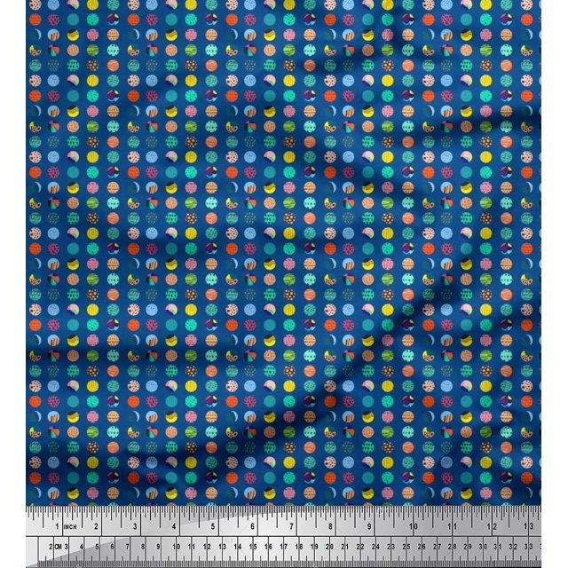 Soimoi Satin Silk Fabric Abstract Dots Shirting Print Fabric by Yard 42 Inch Wide