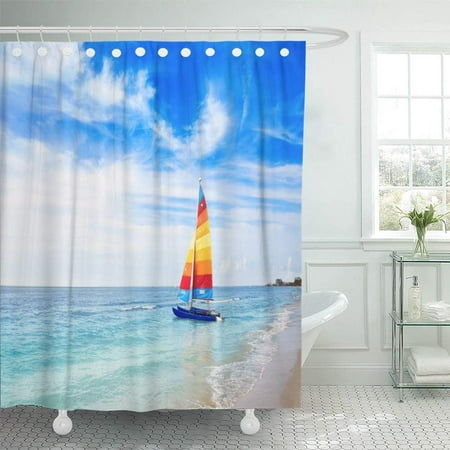 KSADK Blue Water Florida Fort Myers Beach Catamaran Sailboat in USA Colorful Naples States Shower Curtain Bath Curtain 66x72 (Best Blue Water Catamaran)