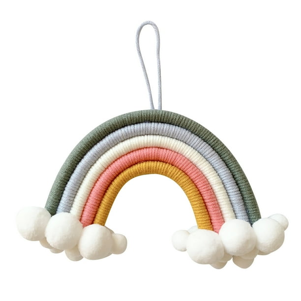 Colgante de decoración de habitación para niños, colgante de decoración de pared de arco iris de nubes tejidas Wmkox8yii fhajkh1028