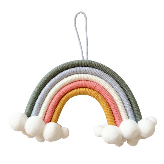 Colgante de decoración de habitación para niños, colgante de decoración de pared de arco iris de nubes tejidas Wmkox8yii fhajkh1028
