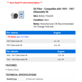 thumbnail image 2 of Oil Filter - Compatible with 1959 - 1967 Oldsmobile 98 1960 1961 1962 1963 1964 1965 1966, 2 of 2